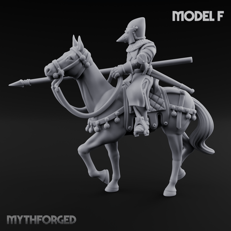 Charging Forward Mounted Human Lancers F Miniature for Dungeons and Dragons, Pathfinder or other TTRPGs