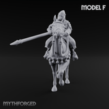 Charging Forward Mounted Human Lancers F Miniature for Dungeons and Dragons, Pathfinder or other TTRPGs