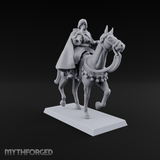 Trumpet Blaring Mounted Human Musician Miniature for Dungeons and Dragons, Pathfinder or other TTRPGs