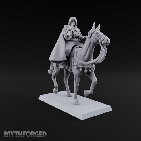 Trumpet Blaring Mounted Human Musician Miniature for Dungeons and Dragons, Pathfinder or other TTRPGs