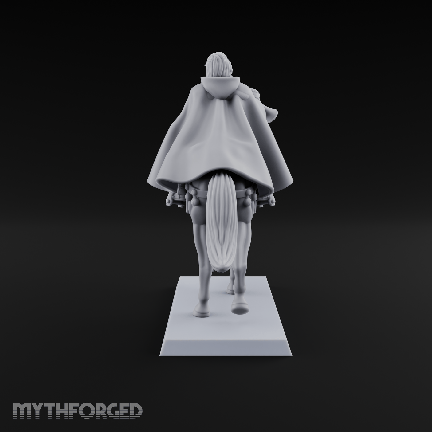 Trumpet Blaring Mounted Human Musician Miniature for Dungeons and Dragons, Pathfinder or other TTRPGs
