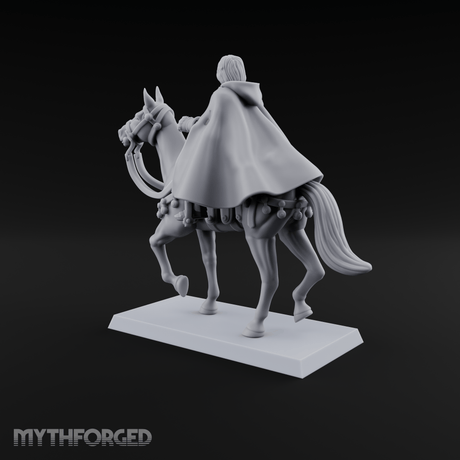 Trumpet Blaring Mounted Human Musician Miniature for Dungeons and Dragons, Pathfinder or other TTRPGs