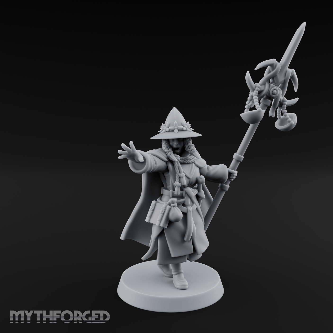 Staff Held High Human Wizard Miniature for Dungeons and Dragons, Pathfinder or other TTRPGs
