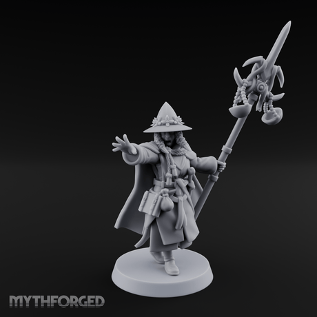 Staff Held High Human Wizard Miniature for Dungeons and Dragons, Pathfinder or other TTRPGs
