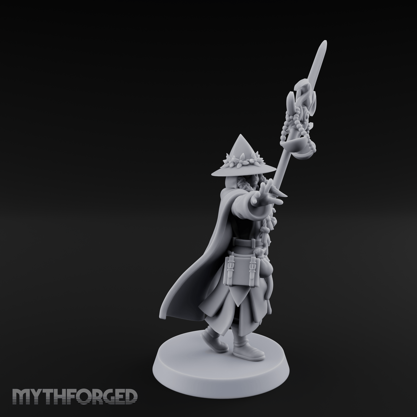 Staff Held High Human Wizard Miniature for Dungeons and Dragons, Pathfinder or other TTRPGs