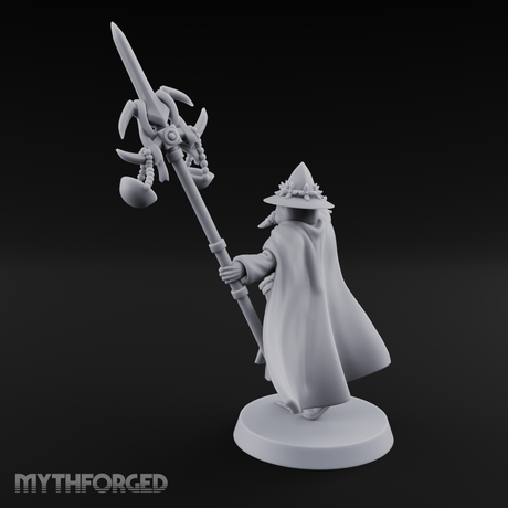 Staff Held High Human Wizard Miniature for Dungeons and Dragons, Pathfinder or other TTRPGs