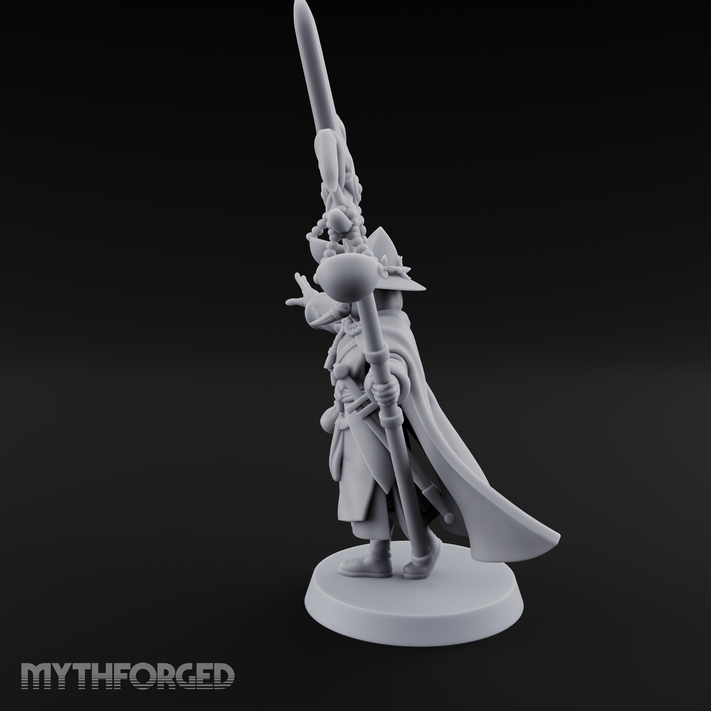 Staff Held High Human Wizard Miniature for Dungeons and Dragons, Pathfinder or other TTRPGs