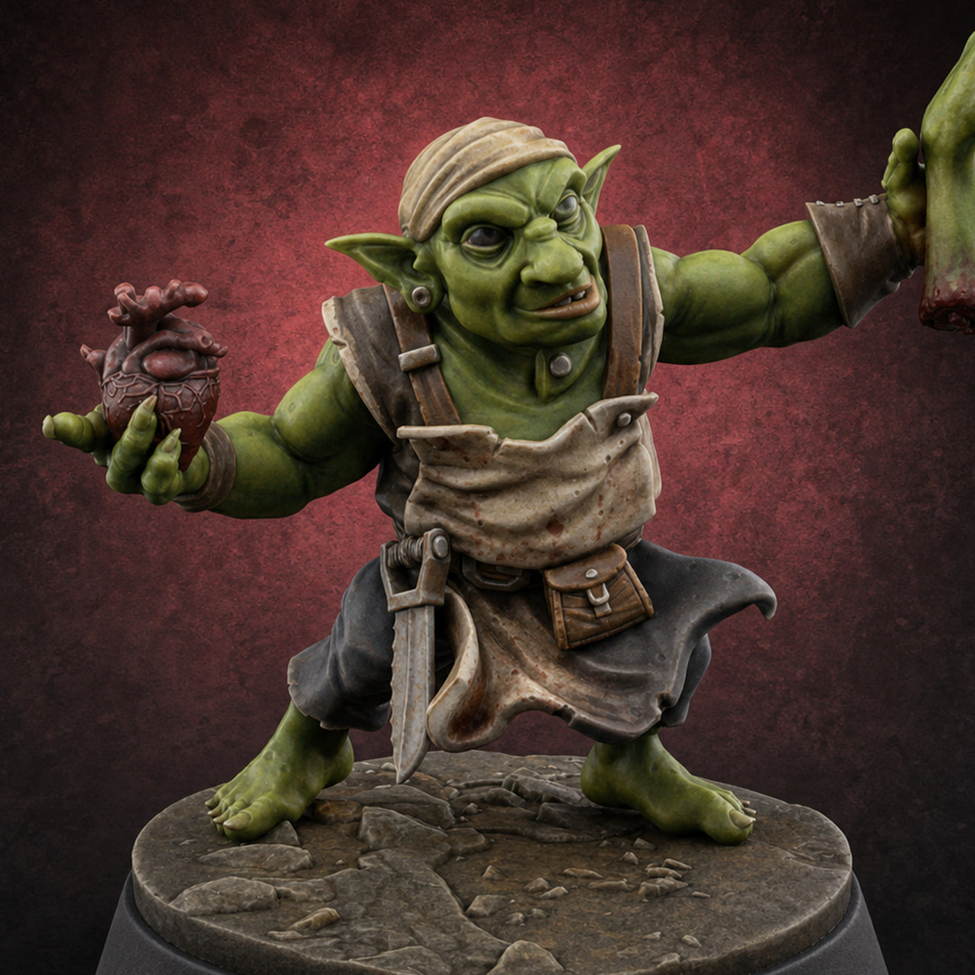 Organ Clutching Clawing Goblin Merchant — painted concept preview (miniature supplied unpainted)