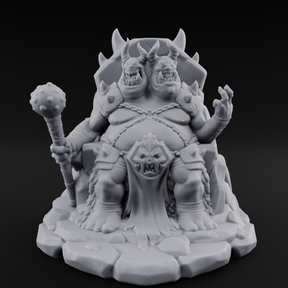 Throne Slouching Ettin Demon King Miniature for Dungeons and Dragons, Pathfinder or other TTRPGs