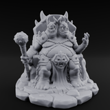 Throne Slouching Ettin Demon King Miniature for Dungeons and Dragons, Pathfinder or other TTRPGs