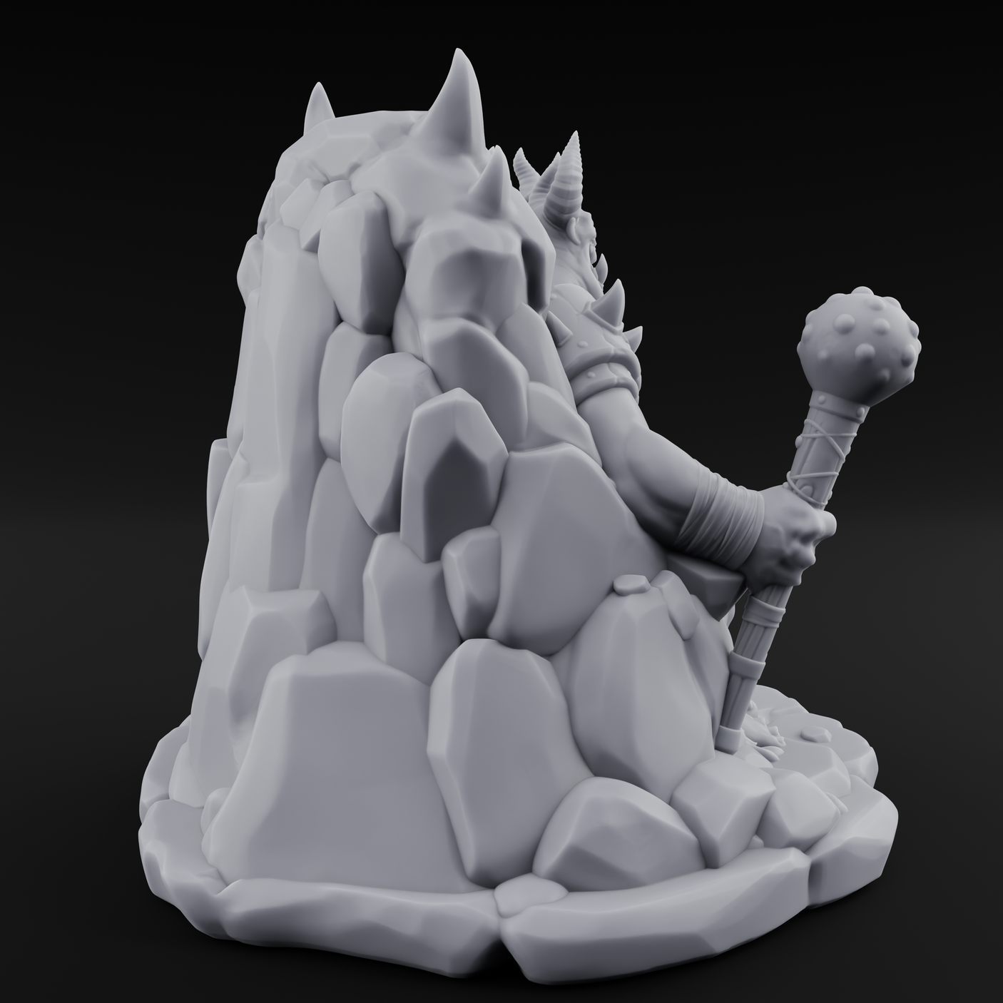 Throne Slouching Ettin Demon King Miniature for Dungeons and Dragons, Pathfinder or other TTRPGs