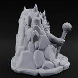 Throne Slouching Ettin Demon King Miniature for Dungeons and Dragons, Pathfinder or other TTRPGs