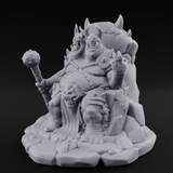 Throne Slouching Ettin Demon King Miniature for Dungeons and Dragons, Pathfinder or other TTRPGs