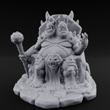 Throne Slouching Ettin Demon King Miniature for Dungeons and Dragons, Pathfinder or other TTRPGs