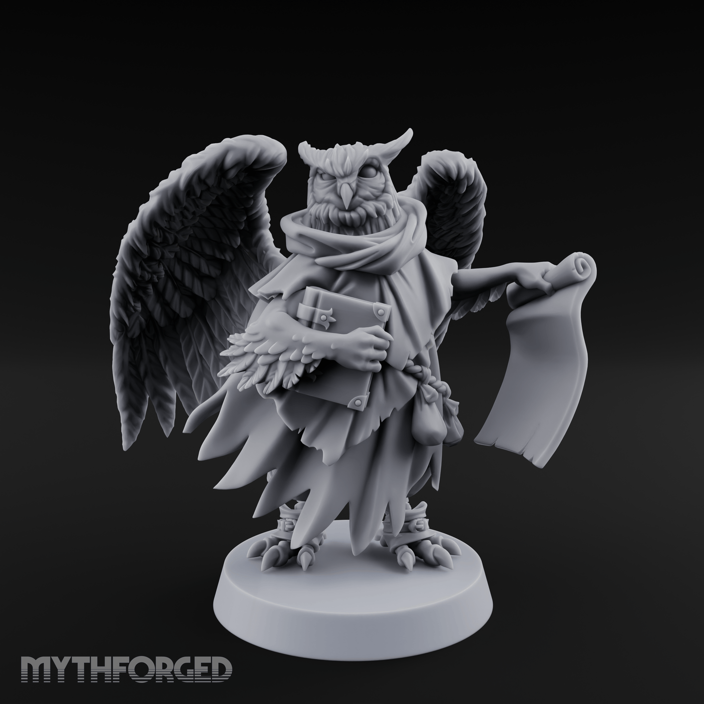 Scrolls Clutching Aarakocra Wizard Miniature for Dungeons and Dragons, Pathfinder or other TTRPGs