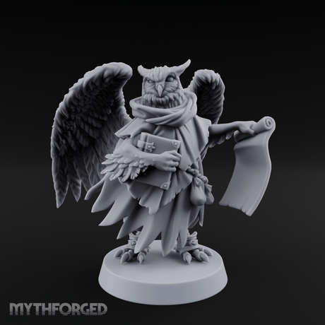 Scrolls Clutching Aarakocra Wizard Miniature for Dungeons and Dragons, Pathfinder or other TTRPGs