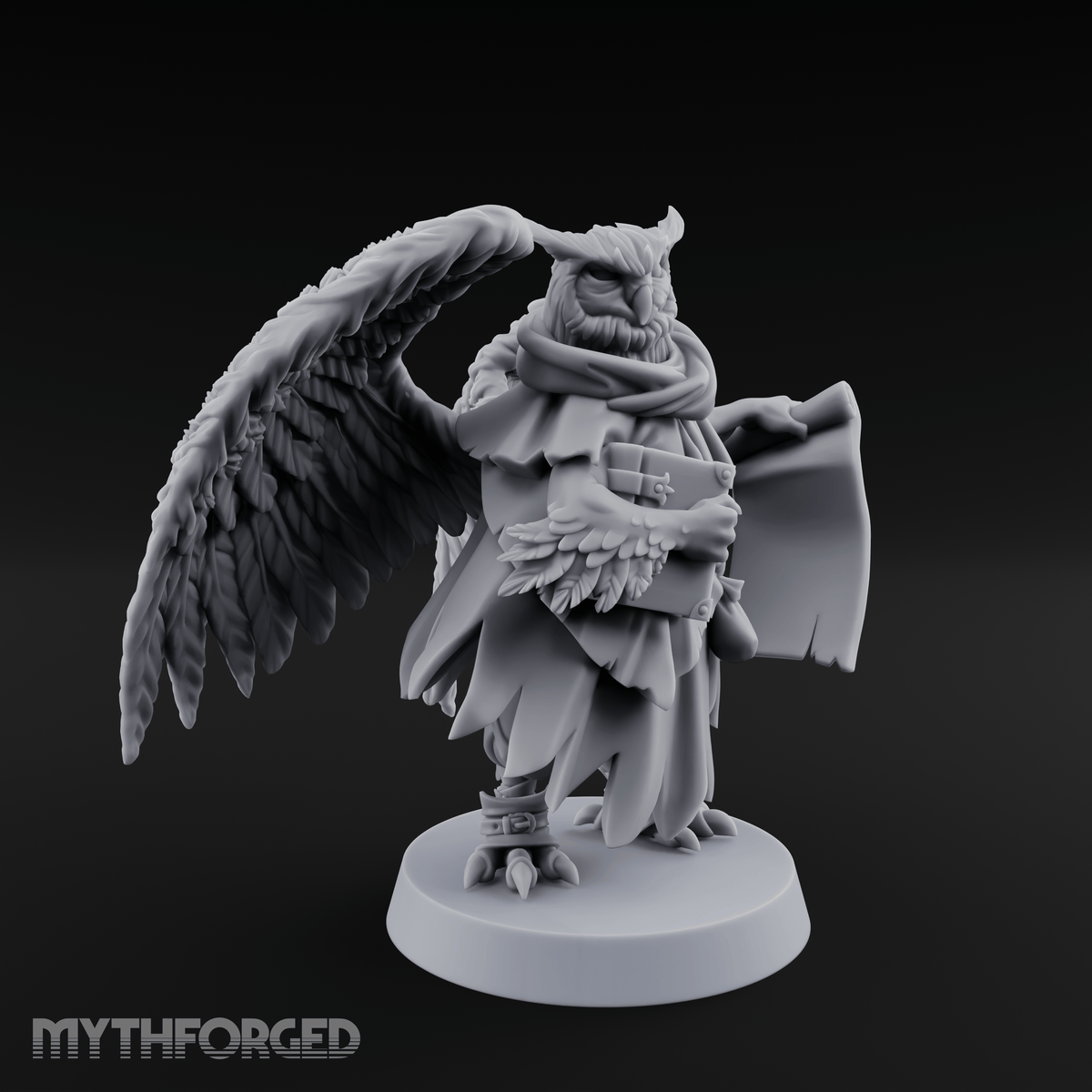 Scrolls Clutching Aarakocra Wizard Miniature for Dungeons and Dragons, Pathfinder or other TTRPGs