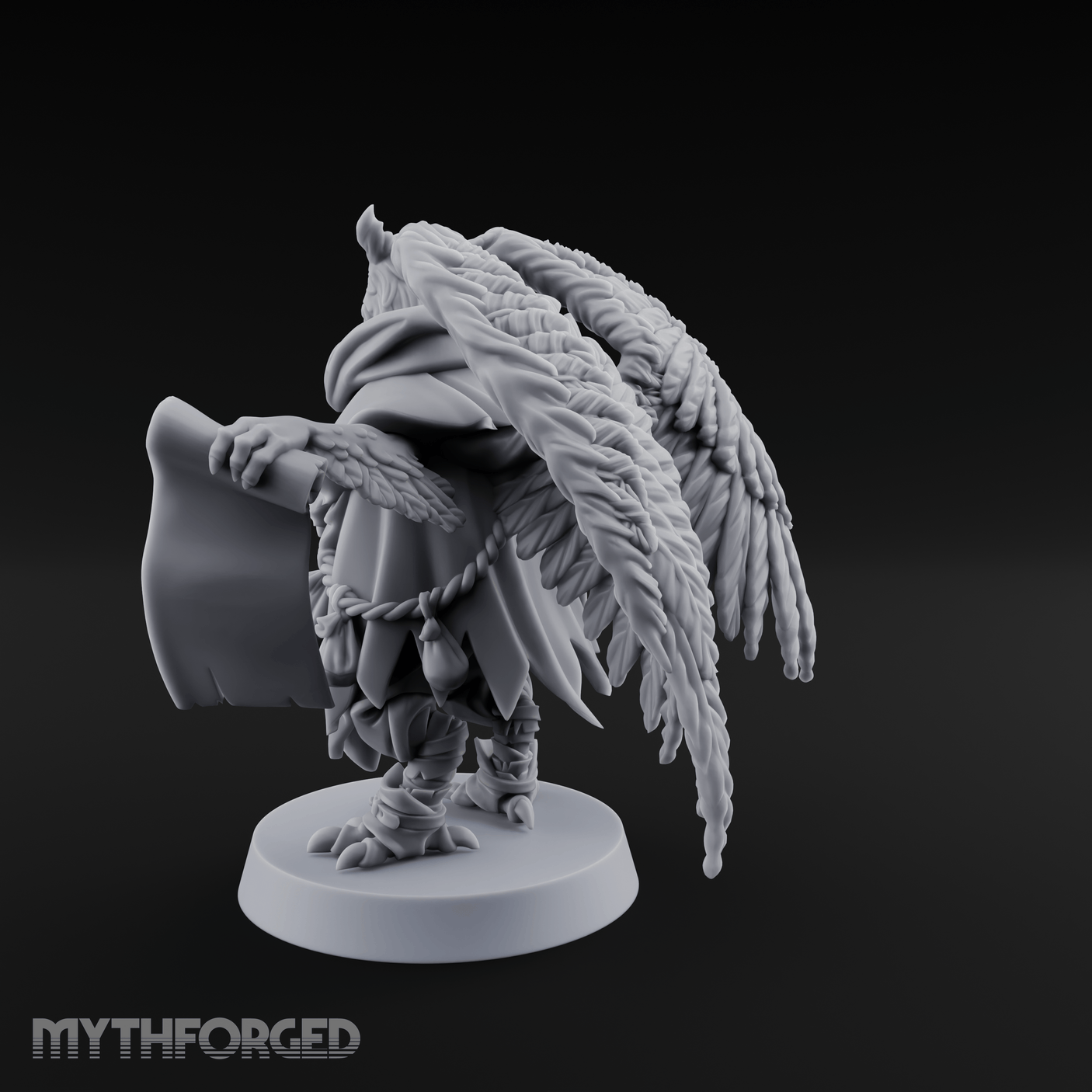 Scrolls Clutching Aarakocra Wizard Miniature for Dungeons and Dragons, Pathfinder or other TTRPGs