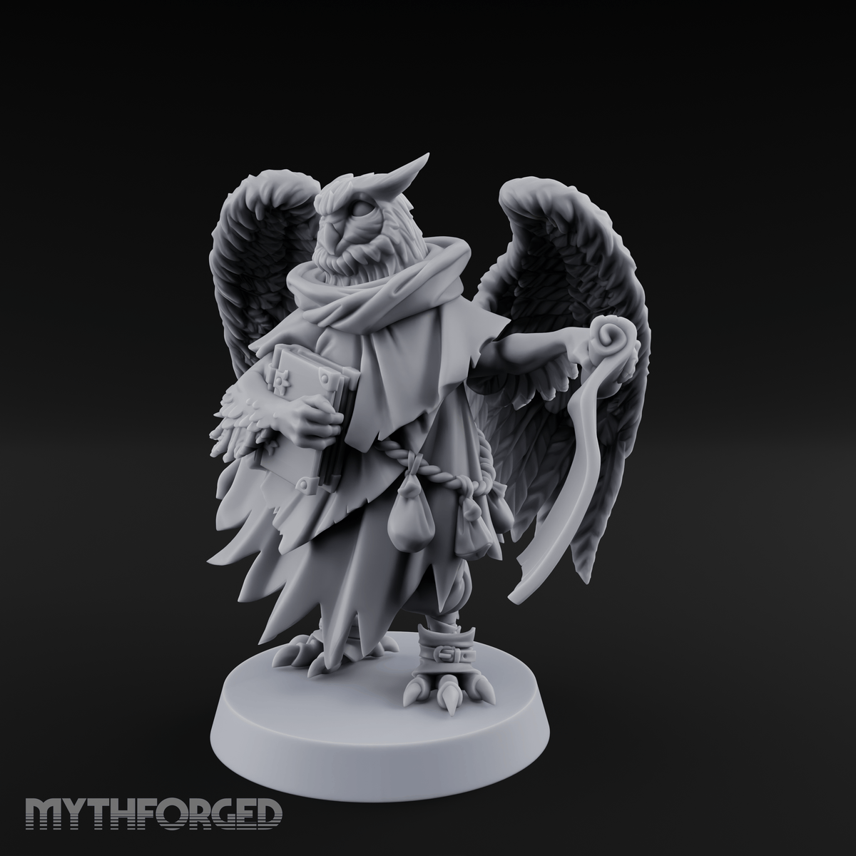 Scrolls Clutching Aarakocra Wizard Miniature for Dungeons and Dragons, Pathfinder or other TTRPGs