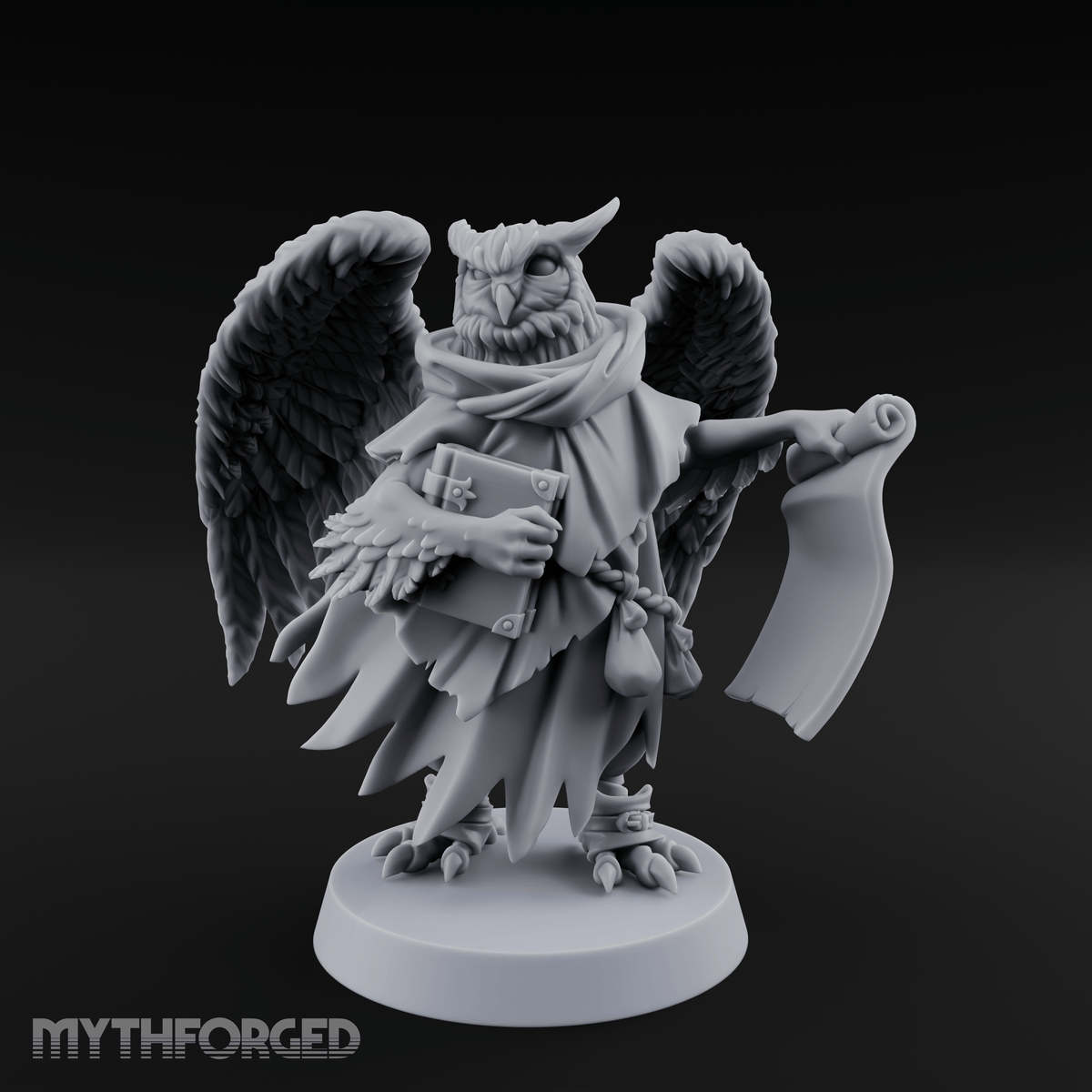 Scrolls Clutching Aarakocra Wizard Miniature for Dungeons and Dragons, Pathfinder or other TTRPGs