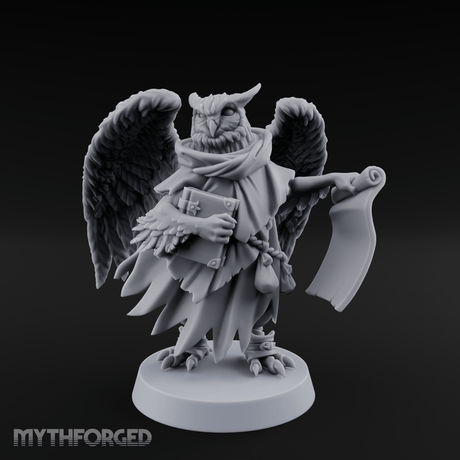 Scrolls Clutching Aarakocra Wizard Miniature for Dungeons and Dragons, Pathfinder or other TTRPGs