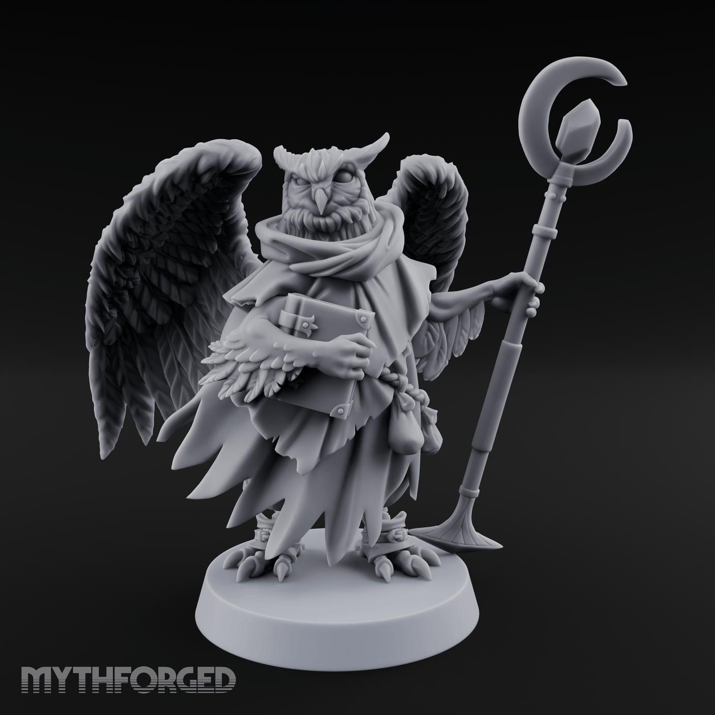 Scrolls Clutching Aarakocra Wizard Miniature for Dungeons and Dragons, Pathfinder or other TTRPGs