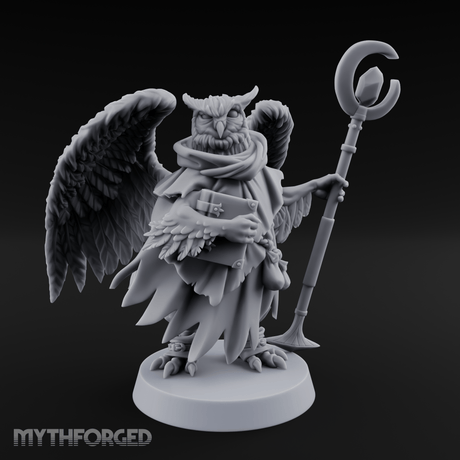 Scrolls Clutching Aarakocra Wizard Miniature for Dungeons and Dragons, Pathfinder or other TTRPGs