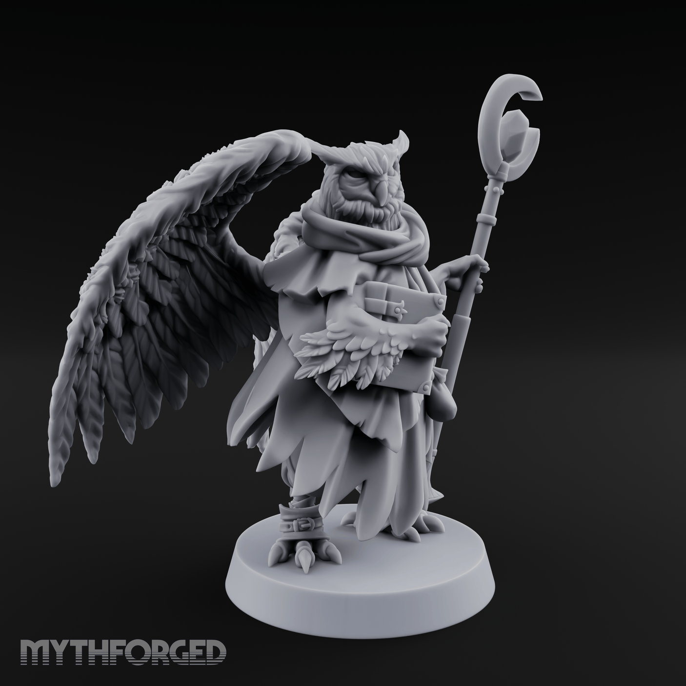 Scrolls Clutching Aarakocra Wizard Miniature for Dungeons and Dragons, Pathfinder or other TTRPGs