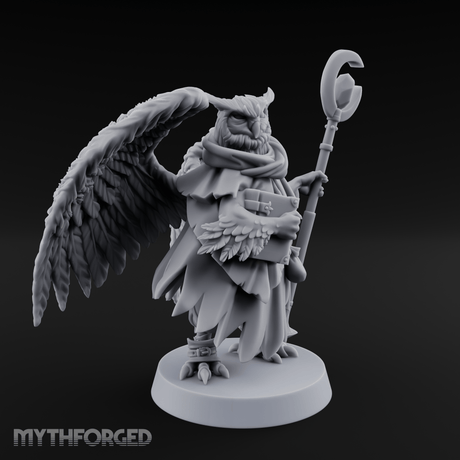 Scrolls Clutching Aarakocra Wizard Miniature for Dungeons and Dragons, Pathfinder or other TTRPGs