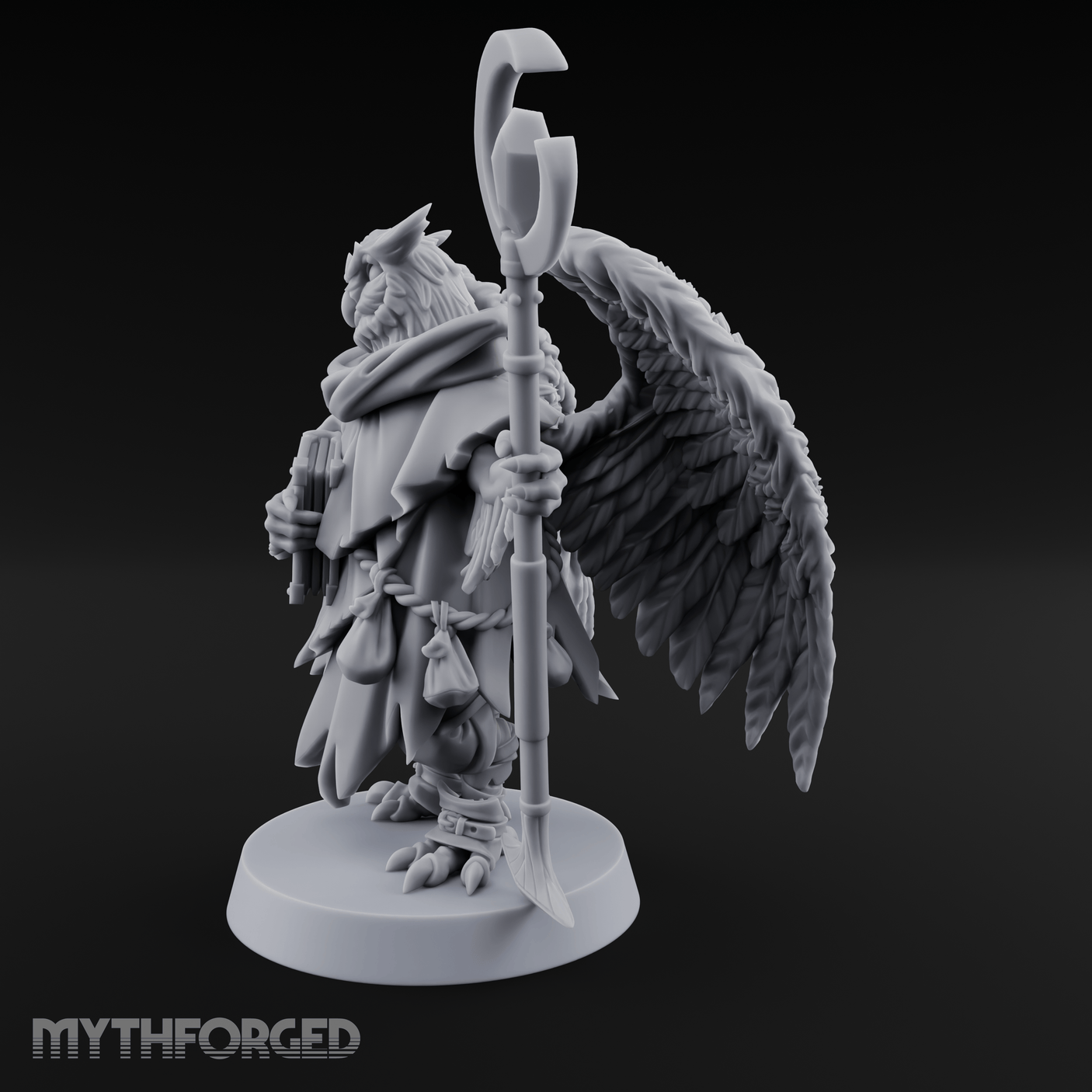 Scrolls Clutching Aarakocra Wizard Miniature for Dungeons and Dragons, Pathfinder or other TTRPGs