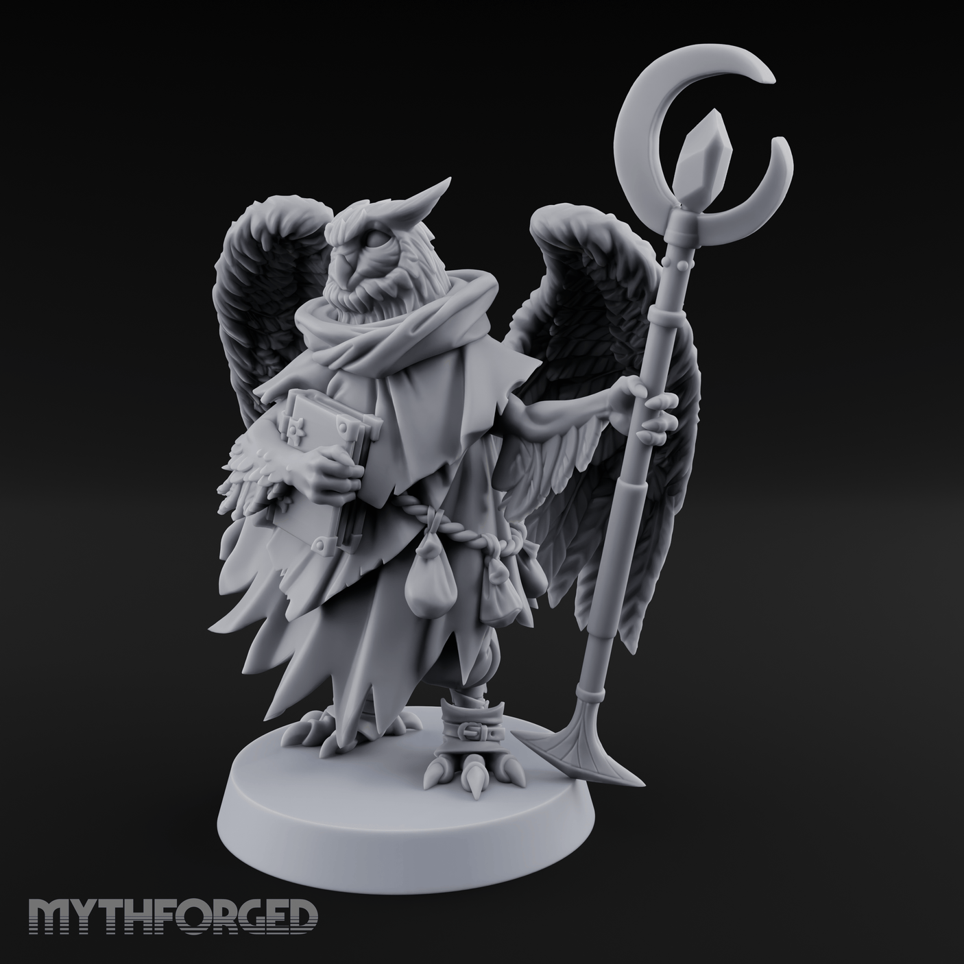 Scrolls Clutching Aarakocra Wizard Miniature for Dungeons and Dragons, Pathfinder or other TTRPGs