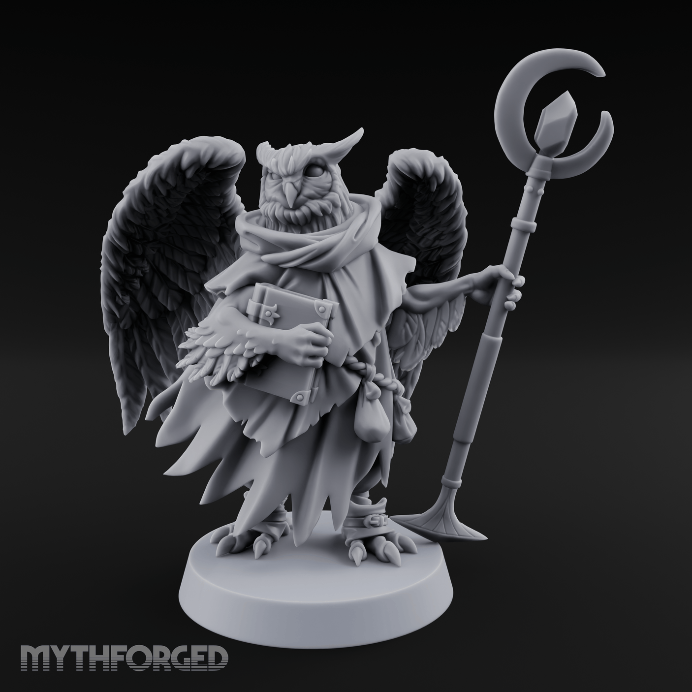 Scrolls Clutching Aarakocra Wizard Miniature for Dungeons and Dragons, Pathfinder or other TTRPGs