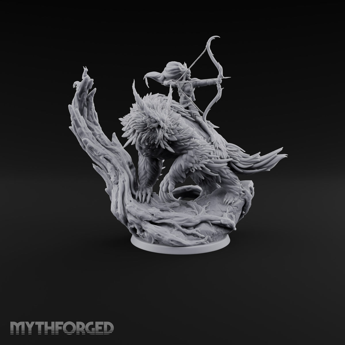 Feathers Fly Both Ways Elf Archer on Owlbear