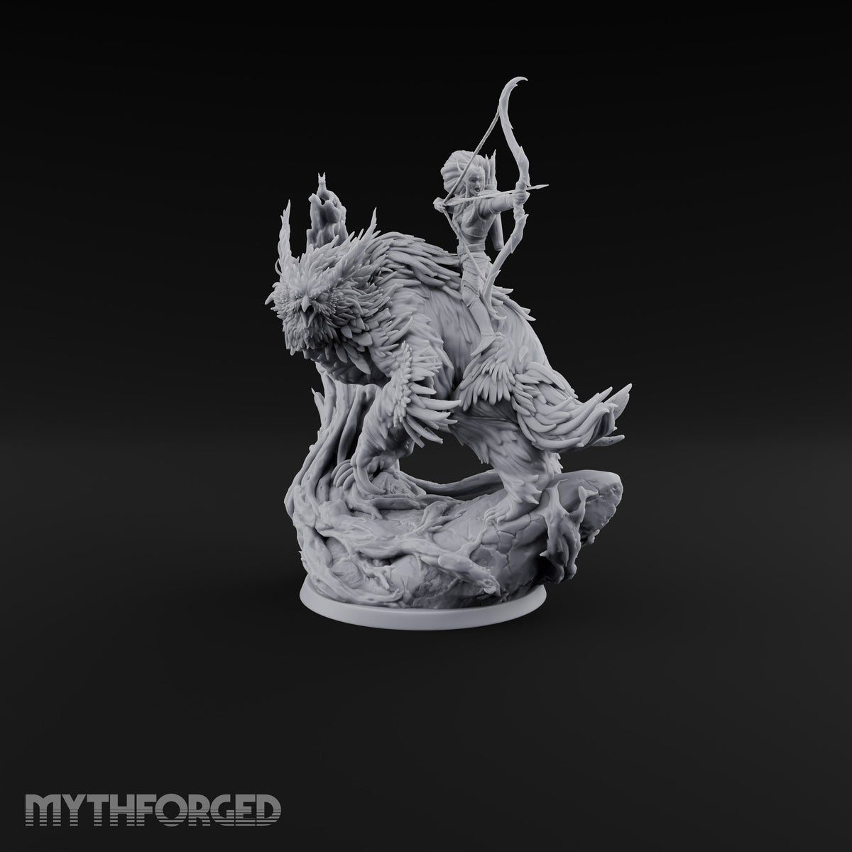 Feathers Fly Both Ways Elf Archer on Owlbear