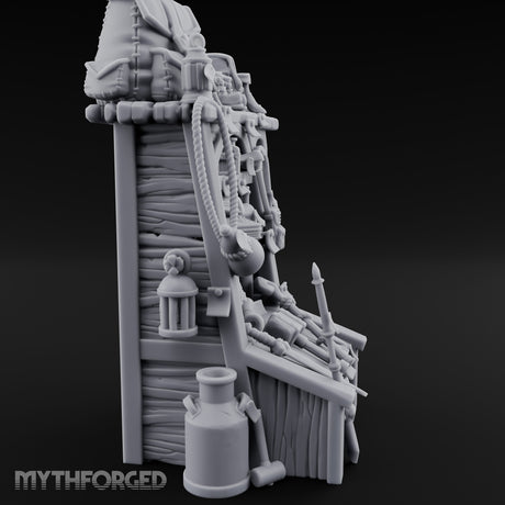 Pack-Hung Blade-Scattered Adventurer's Supply Shelf Miniature for Dungeons and Dragons, Pathfinder or other TTRPGs