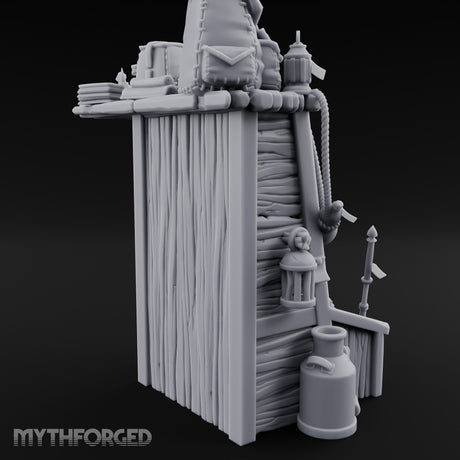 Pack-Hung Blade-Scattered Adventurer's Supply Shelf Miniature for Dungeons and Dragons, Pathfinder or other TTRPGs