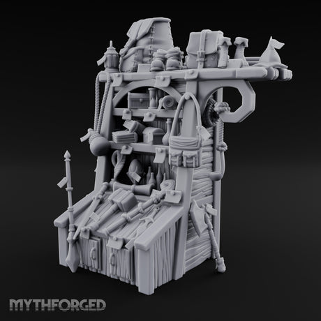 Pack-Hung Blade-Scattered Adventurer's Supply Shelf Miniature for Dungeons and Dragons, Pathfinder or other TTRPGs