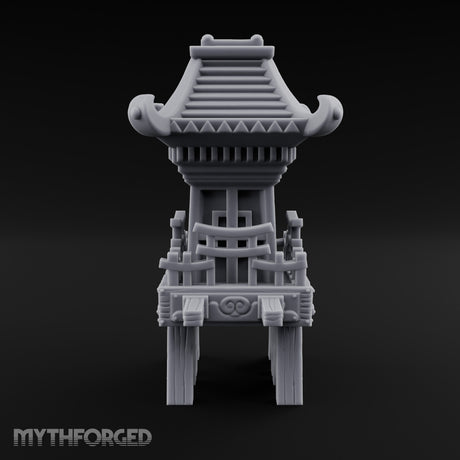Pagoda-Roofed Lattice-Paneled Portable Shrine Palanquin Miniature for Dungeons and Dragons, Pathfinder or other TTRPGs