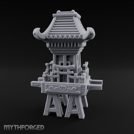 Pagoda-Roofed Lattice-Paneled Portable Shrine Palanquin Miniature for Dungeons and Dragons, Pathfinder or other TTRPGs