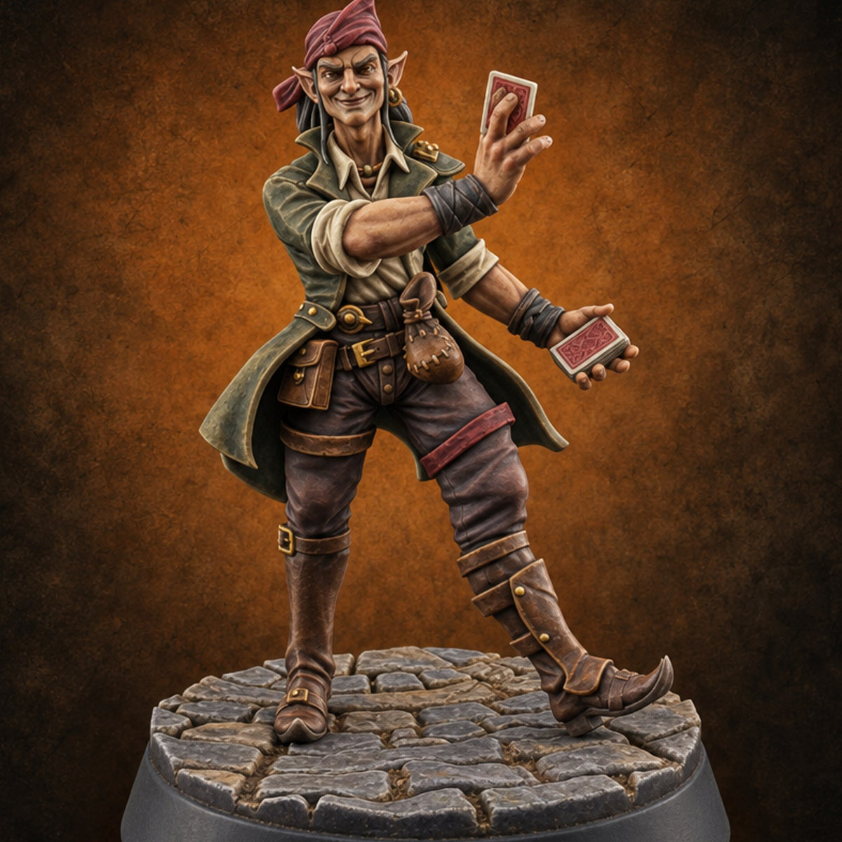 Back-Alley Odds Street Gambler B — painted concept preview (miniature supplied unpainted)