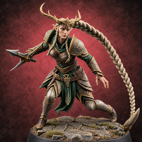 Braid Cracks Like a Whip Elf Sentinel Swordswoman A — painted concept preview (miniature supplied unpainted)