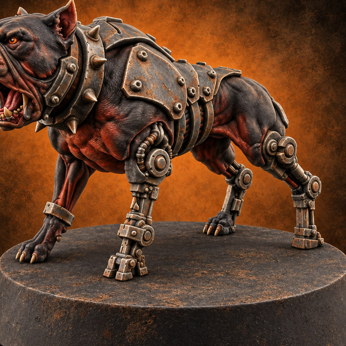 Bite Now, Calibrate Later Hell Hound Cybernetic Dog A — painted concept preview (miniature supplied unpainted)