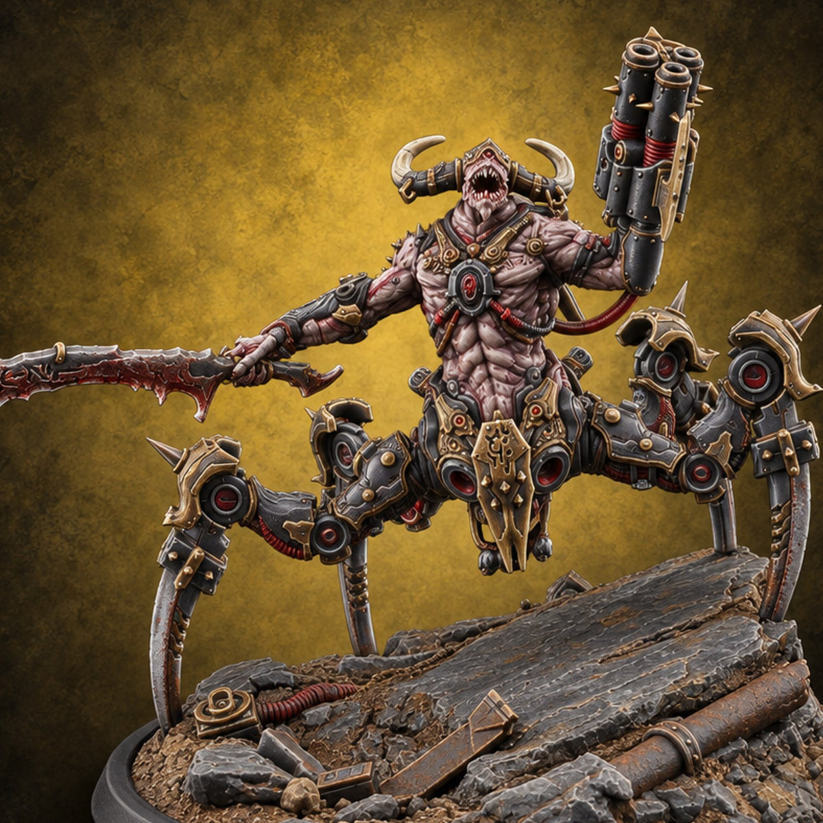 Traded His Legs for Scythes Drider Cybernetic Brute — painted concept preview (miniature supplied unpainted)