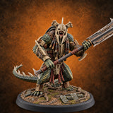 Crowns of Horn, Hearts of Ruin Lizardfolk Polearm Warrior B — painted concept preview (miniature supplied unpainted)