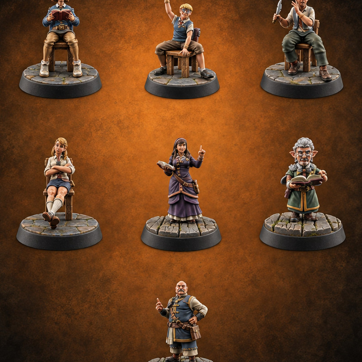 Hand Up, Homework Missing Human Students and Professors — painted concept preview (miniature supplied unpainted)