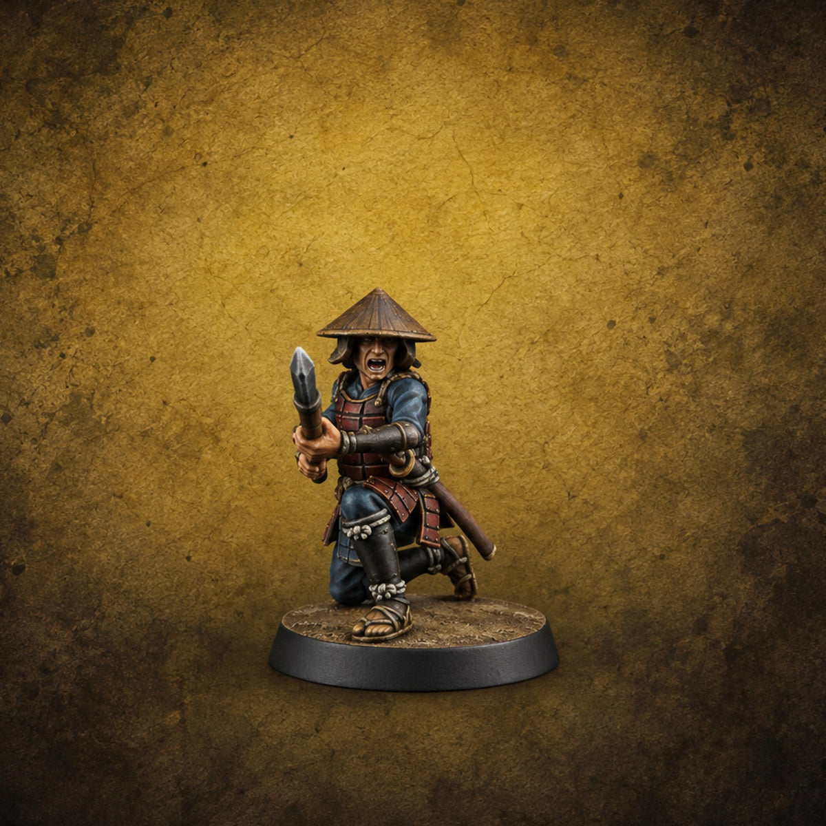 Digging In Human Ashigaru Spearman C — painted concept preview (miniature supplied unpainted)