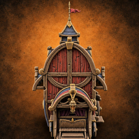 Pulled Rabbits Wooden Carnival Magician Wagon — painted concept preview (terrain supplied unpainted)