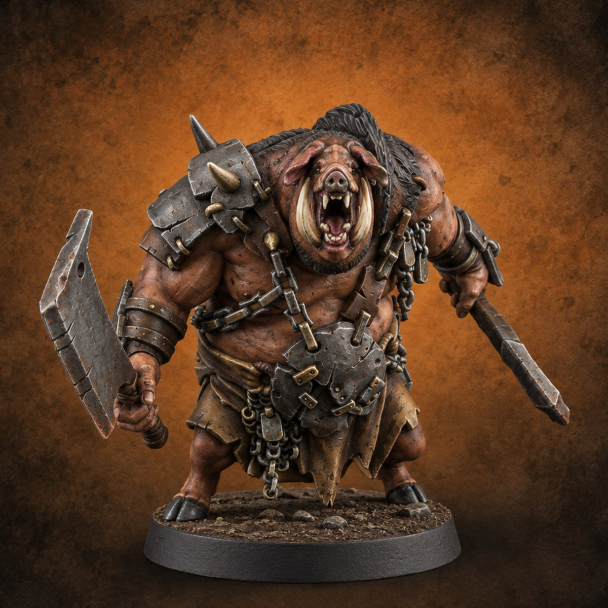 Meaner Than They Look Swinefolk Warrior B — painted concept preview (miniature supplied unpainted)