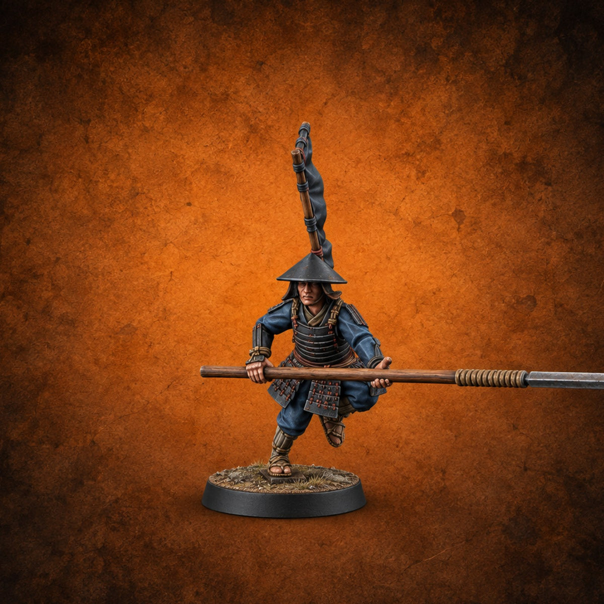 Levelled Spears Human Ashigaru H — painted concept preview (miniature supplied unpainted)