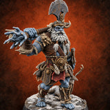 Hammer, Axe and Splintered Club Frost Giant Warrior B — painted concept preview (miniature supplied unpainted)